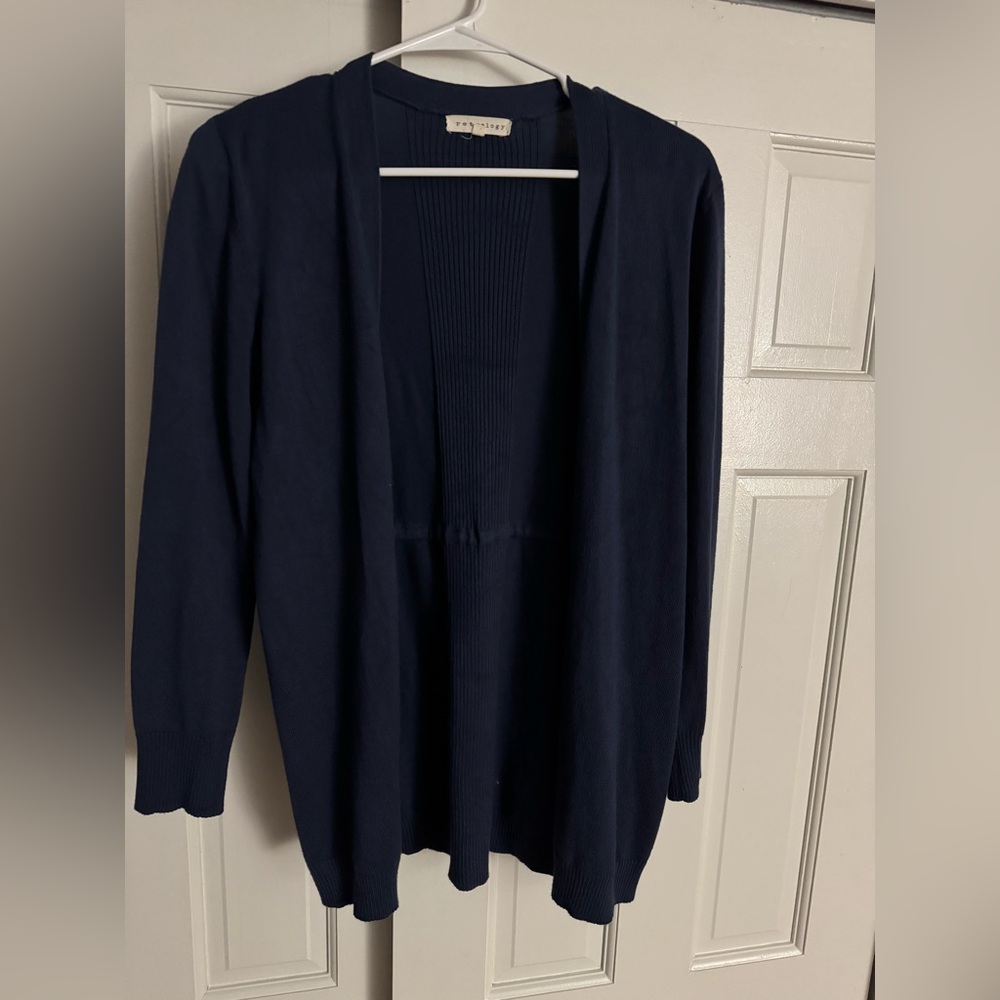 89th & Madison Deep Blue Open Front Cardigan